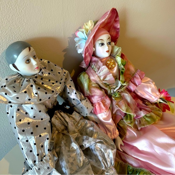 Porcelain Clown Dolls 1980’s Set Of Two - Picture 3 of 15